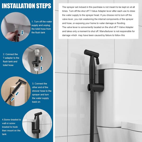 Toilet Bidet Sprayer – Håndholdt Spray Kit med Justerbart Tryk – Rustfrit Stål – Nem Installation (2-pak, Mat Sort)