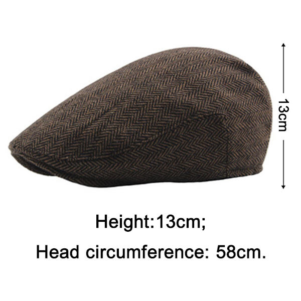 Nyhetspojkehatt, Klassiska herrhattar Flerfärgad tweed ullblandning Flat Cap khaki färg