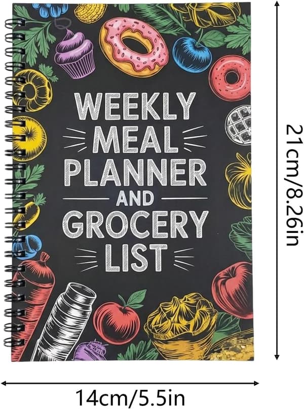 Meal Planner | 100 Pages Spiral Bound Schedule Journal Organizer | Meal Prep Notebook with Shopping Lists -.