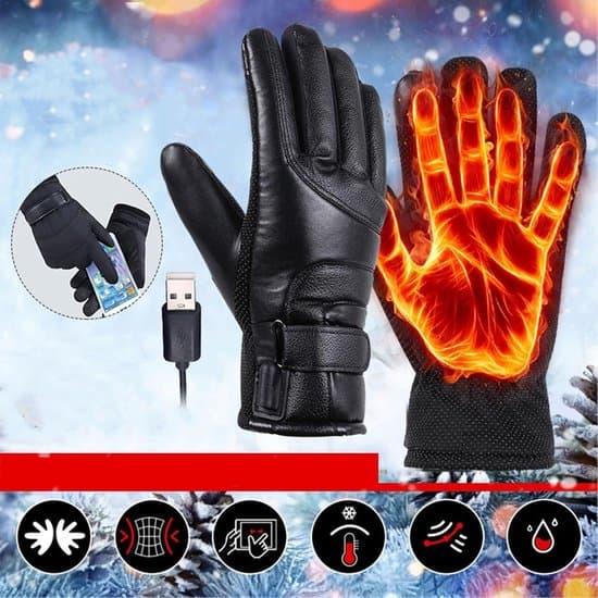 Opvarmede handsker – Sort – USB-genopladelige – Touchscreen-kompatible – Vandafvisende – Vindtætte – Skridsikre – One size – Vinter