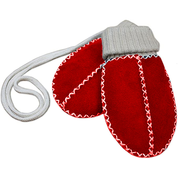 Fleece Toddler Vantar med Snöre 1-3 År Fleece Baby Vantar Vinterfoder Spädbarnsvantar Varma Termiska Handskar Röda