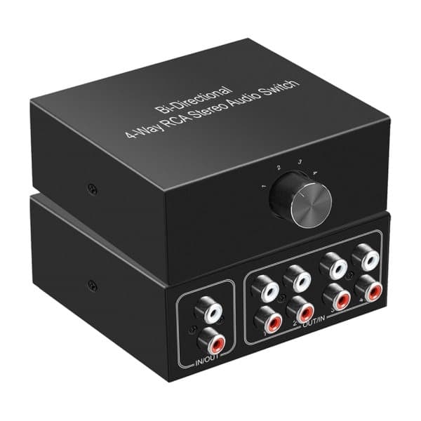 Professionel Audio Switcher/Splitter RCA Stereo Switch Selector Switchbox Tabsløs Signaloverførsel Sort Skal