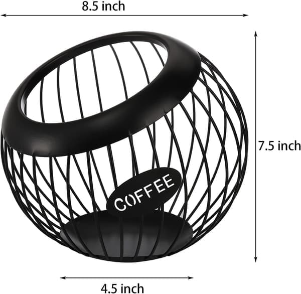 Coffee Pod Holder, Wrought Iron Fruit Baskets, Large Capacity Metal Holder for K-Cups, Storage Bins and Countertop Storage.