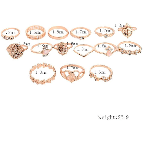 10 st Bohemian Retro Vintage Crystal Joint Knuckle Ring Sets Finger Rings