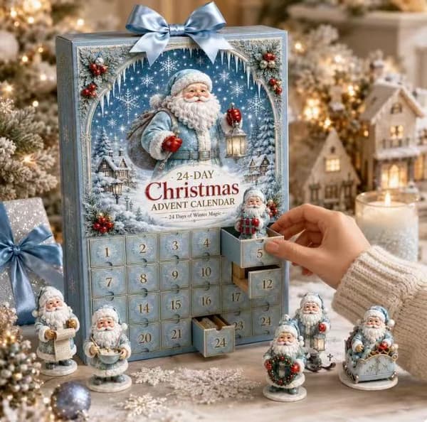 24-dages jule-nedtællingskalender – Snefuld julemandsfigur