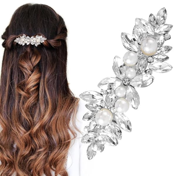 Rhinestone Hårklemme Mousserende Krystal Perle Hårspænder Fransk Bryllup