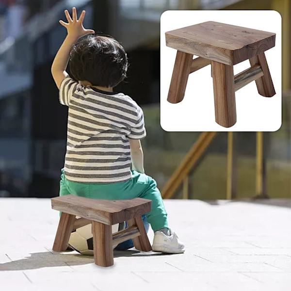 Liten träpall för barn, halkfri fyrkantig sits för kök, badrum (lackerad)