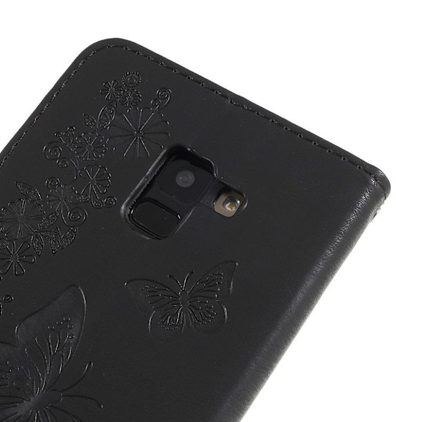 Butterfly läder Samsung Galaxy A8 (2018) fodral - Svart Svart