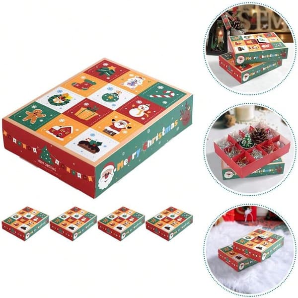 5 stk 12 dagers julekalender nedtelling til julekalender dekorasjon tomme bokser påfyllbar advent jul for festlige L