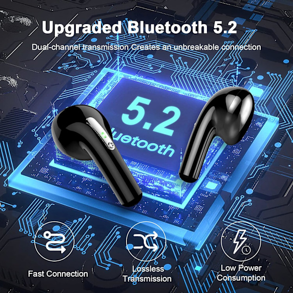 Bluetooth 5.2 trådlösa hörlurar, trådlösa sport-hörlurar IP7 W