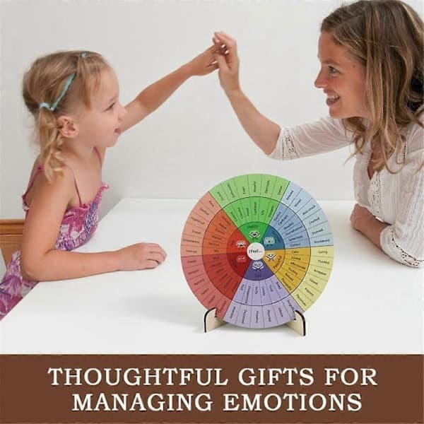 Emotion Wheel Therapy Office Desk Decor 10 Inch Double-Sided Emotion Chart Feeling List Guide