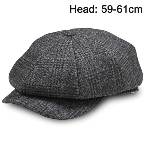Nyhetspojke Gatsby Hatt Vintage Basker Platt Mössa för Pojkvän mörkgrå rutig M