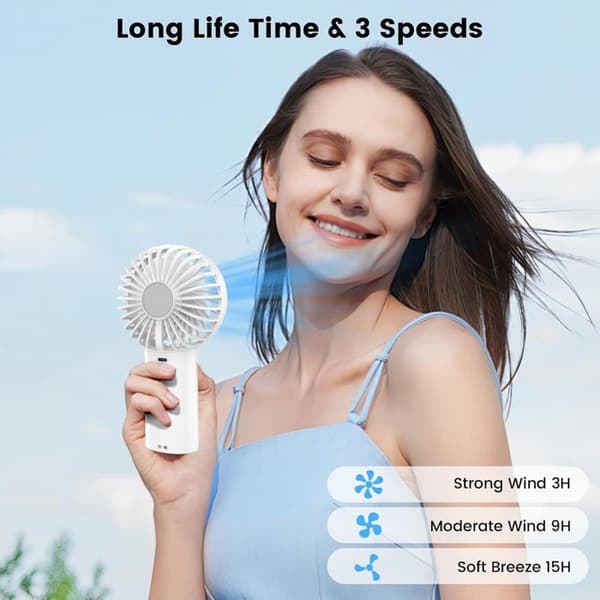 Portable Fan - XVX - 3 Speeds - 2400 mAh Battery - USB Rechargeable - Flashlight