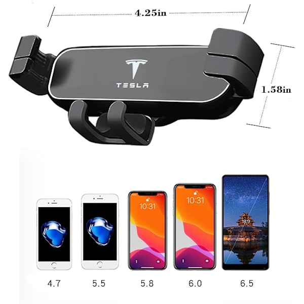 Tesla Model 3 Model Y Gravity Biltelefonhållare Kompatibel med Al