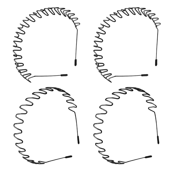 4-pack unisex hårband Metal Pannband Pannband Vår Vågigt Halkfritt Män Kvinnor Sport Mode Huvudbonader (Wavy Spring)