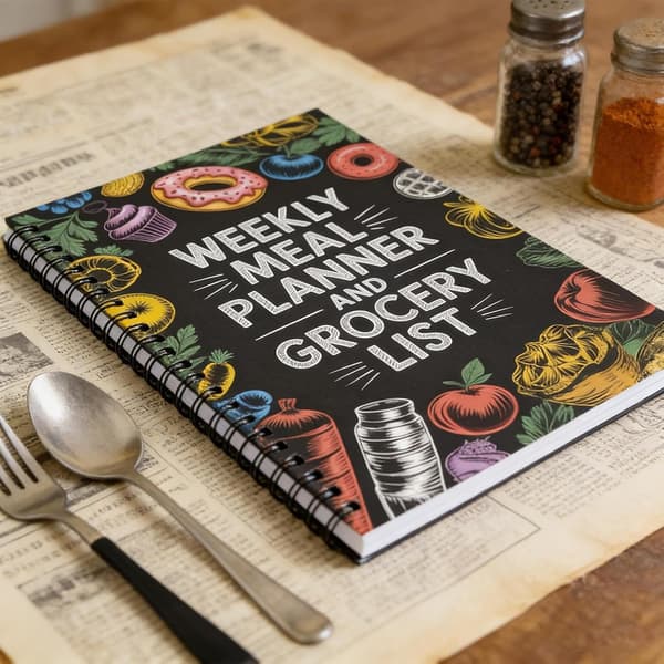 Meal Planner | 100 Pages Spiral Bound Schedule Journal Organizer | Meal Prep Notebook with Shopping Lists -.