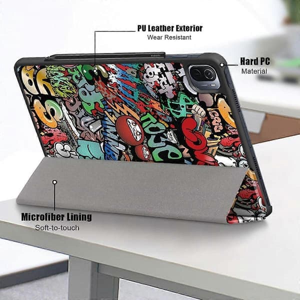 Kompatibel med Xiaomi Mi Pad 5 Pro 11\" Tablet 2021 Version Telefoncover Stativfunktion Automatisk Vågn/Sov Graffiti