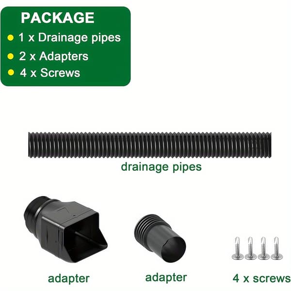 Binazon Plastic Downspout Extensions - Flexible Gutter Connector, 1-Pack, Extendable 21-62 Inches, Fits 4\" x 3\" Downspouts for Rainwater Black Black 1pc