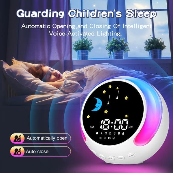Routine Helper Sleep Trainer Kids Alarm Clock Nursery Sound Machine & Night Light with Nap Feature for Kids