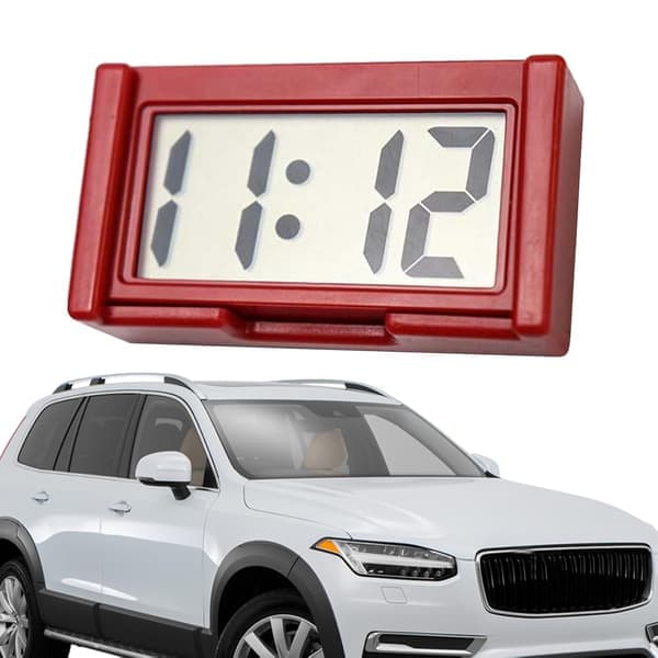 Small Digital Clock Battery Operated - Large Screen Car Clock Dashboard - Stick On Clock, Portable Car Accessories for Car White White