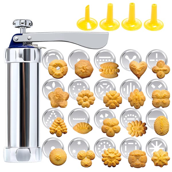 Cookie Press Gun Kit, Stainless Steel Cookie Maker Homemade Baking Tool Biscuits Cake Dessert DIY Maker and Decoration