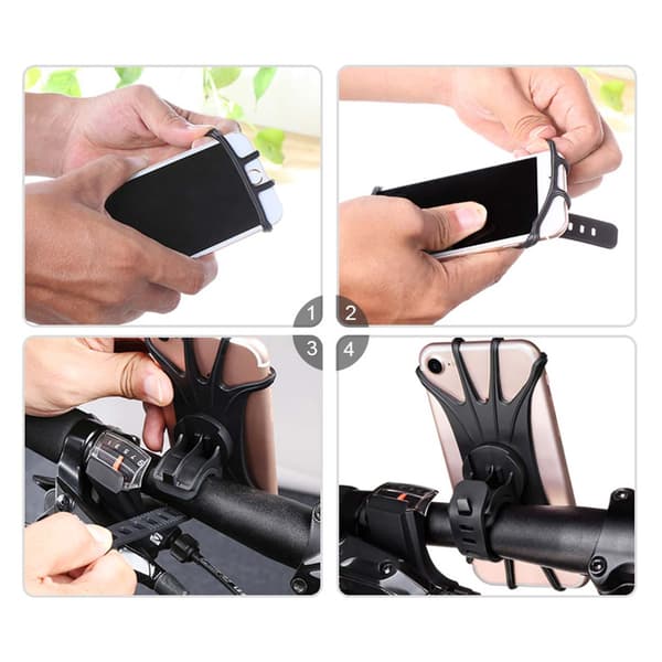 Universal mobilholder til cykelstyr, sort black