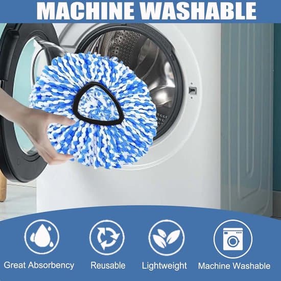 4x Moppehoveder – Velegnet til Vileda O-Cedar RinseClean 2-Tank System – Mikrofiber Moppe Refill – Maskinvaskbar – Blå/Hvid