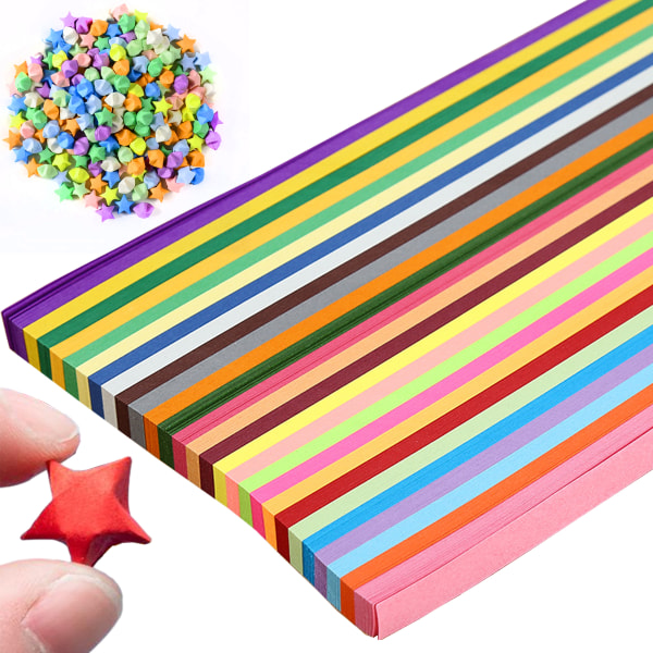 2920 stycken origamipapper, färgglatt dubbelsidigt stjärnpapper, Happy Star origamipapper, vikbara stjärnpappersremsor origamipapper, barn och studerande