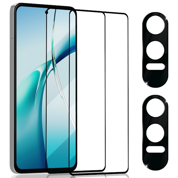2-Pack OnePlus Nord CE4 Lite 5G Skärmskydd & 2-Pack linsskydd - Härdat Glas 9H - Super kvalitet 3D