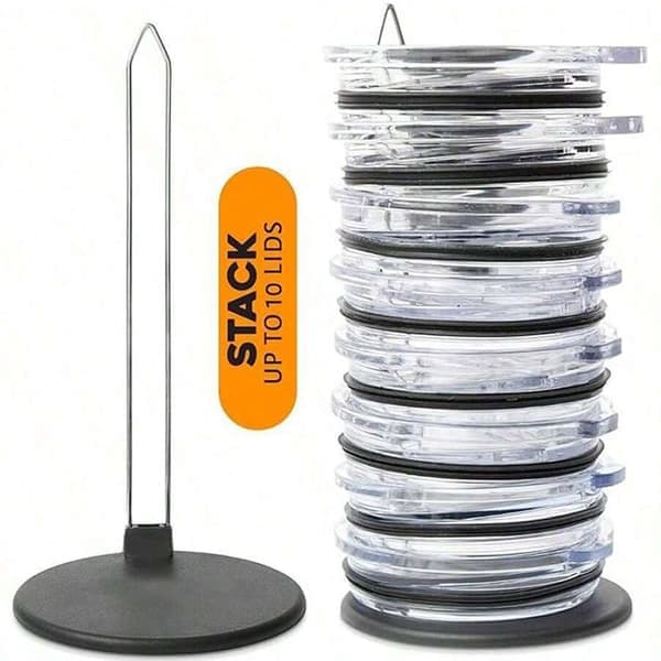 Two-piece storage rack for glass lids, drill-free vertical storage rack suitable for water cup lids, black.