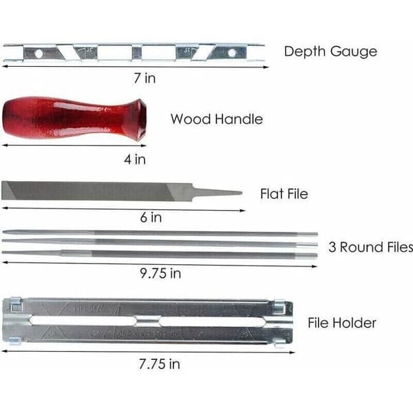 Chainsaw Sharpening Kit - 8-Piece Set - 5/32”, 3/16”, 7/32” Round Files - 6-Inch Flat File