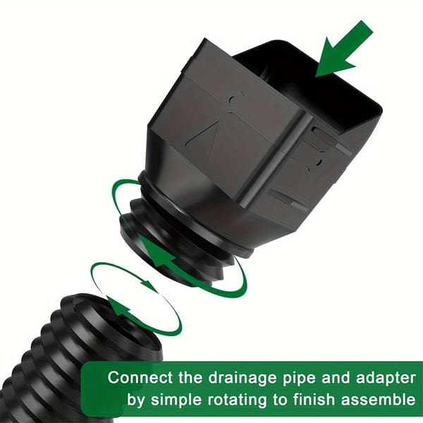 Binazon Plastic Downspout Extensions - Flexible Gutter Connector, 1-Pack, Extendable 21-62 Inches, Fits 4\" x 3\" Downspouts for Rainwater Black Black 2pcs