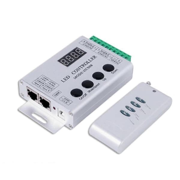 HC008 Programmerbar LED-kontroller, 133 strømmoduser, RF-kontroll, 2048 LED-piksler, egnet for WS2811 og WS2812 RGB LED-er.