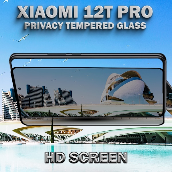 1-Pack Privacy Skärmskydd For Xiaomi 12T Pro - Härdat Glas 9H - Super Kvalitet 3D