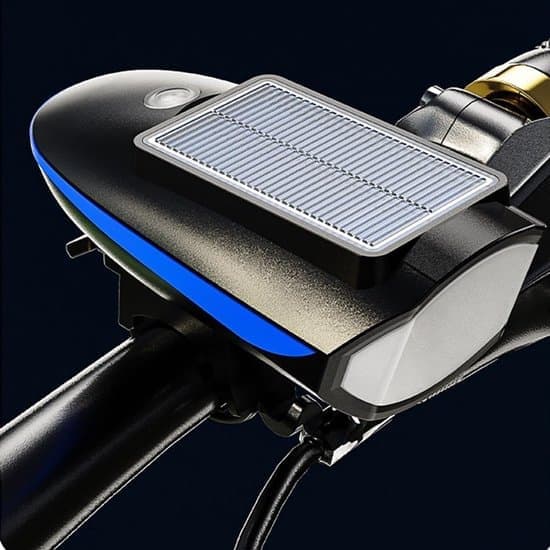 Solar Bicycle Light with Horn - 120dB Alarm & 80m Range - 3 Light Modes + 5 Sound Modes - USB/Solar Rechargeable - IPX4 Waterproof - For MTB/E-bike