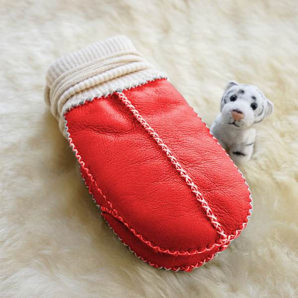 Fleece Toddler Vantar med Snöre 1-3 År Fleece Baby Vantar Vinterfoder Spädbarnsvantar Varma Termiska Handskar Röda