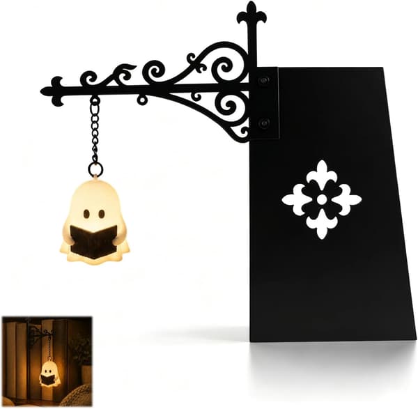 New Library Lamp - Decorative Bookshelf Lighting with Warm Light, LED Night Light for Reading Nooks, Iron Bookshelf Lamp for Bookworms Ghost Style 3-pack