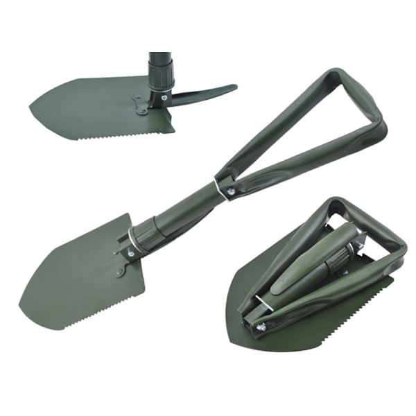 Fällbar campingspade med handtag i kolstål, bärbart skyffelverktyg för backpacking