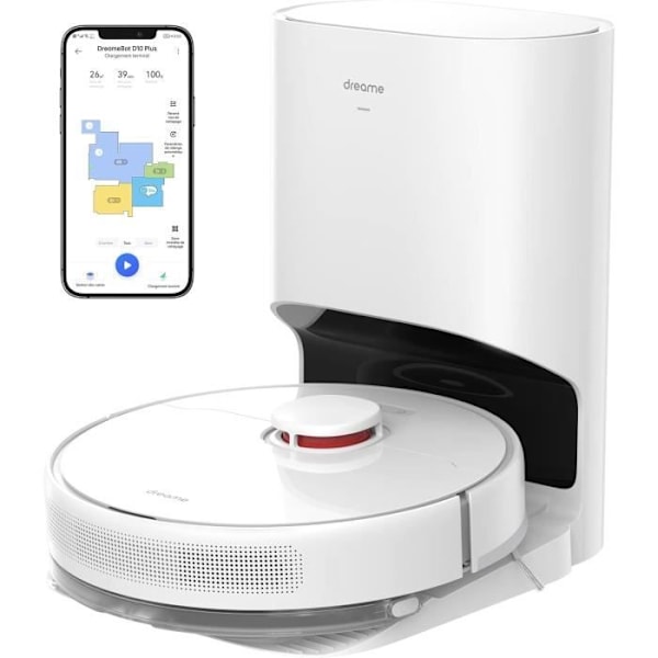 Dreame D10 plus robotvakuumrengöring med automatisk tömningspush, navigeringslidardetekteringshinder