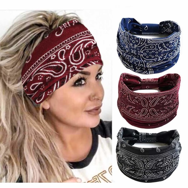 6 stycken pannband Boho pannband elastiskt hårband för flickor och kvinnor