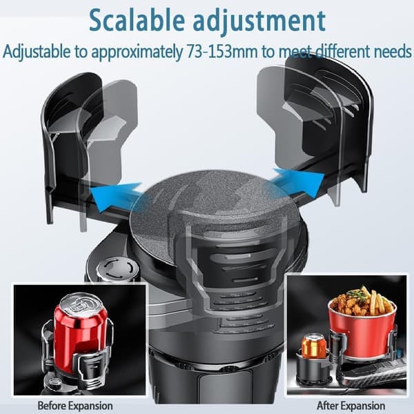 Upgraded Double Cup Holder Expander - 2-in-1 Locking 360° Rotatable Car Drink Holder with Adjustable Base for Large Bottles