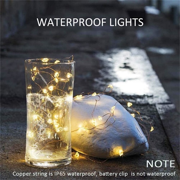 Varma vita fe-strängljus 20 LED-lampor, 1M koppar-girlang