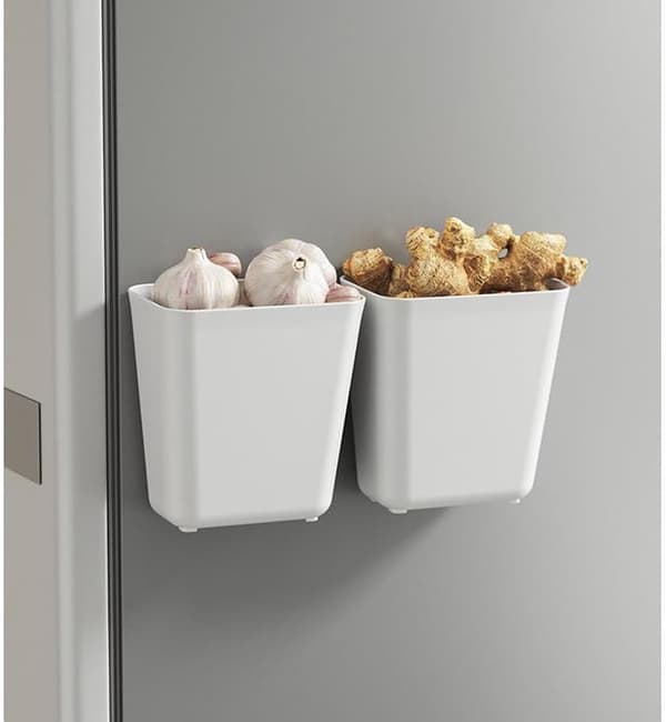 Four-piece storage boxes for kitchen cabinet doors, self-adhesive wall-mounted storage boxes for wardrobes/bathrooms.