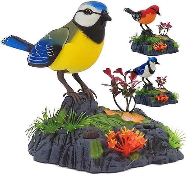 Singing Chirping Bird Toy with Motion Sensor, Electronic Talking Parrot, Realistic Sounds, Yellow for Kids