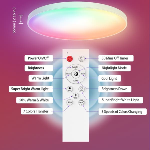 24W Smart Tri-Proof taklampa med brett spänningsområde – Stöder Wi-Fi, Bluetooth, app och fjärrkontroll – Skapar stämningsbelysning