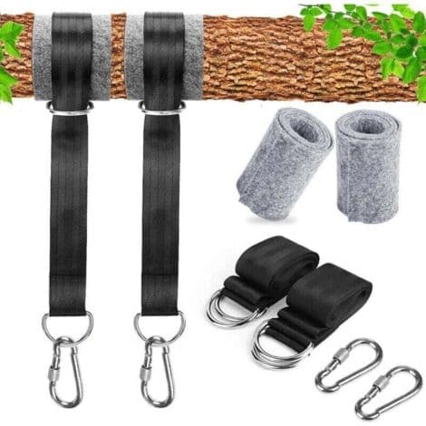 150 cm Polyester Hammock Straps - 2 Locking Carabiners - Tree Protection Included - Max Load 550 kg