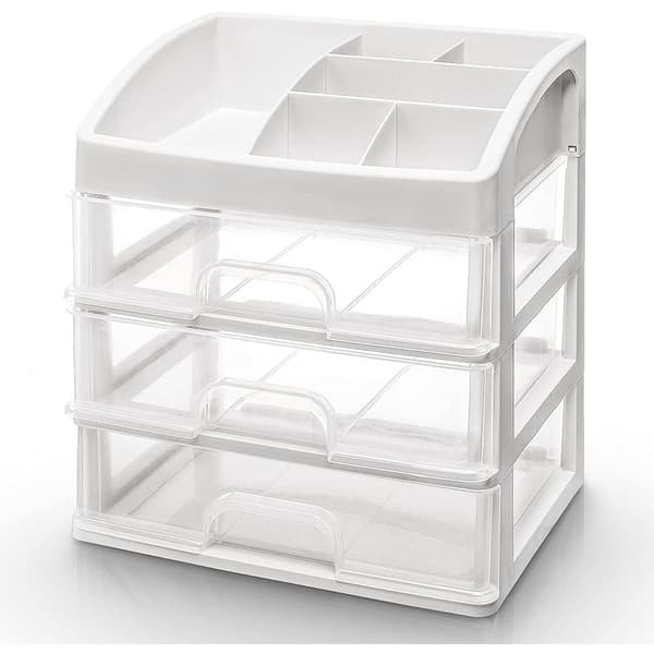 Makeup Organizer, Transparent Cosmetic Drawers, Space-Saving Desktop Storage Box for Makeup