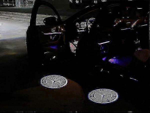 Two Mercedes-Benz Welcome Lights, Compatible with A-Class, B-Class, C-Class, E-Class, GLE, and Other Models.