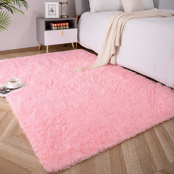 Mjuk fluffig matta för sovrum, barnrum, plyschig lurvig matta för barnkammare, lurvig matta för pojkar och flickor, sovsal, lurvig matta för vardagsrummet