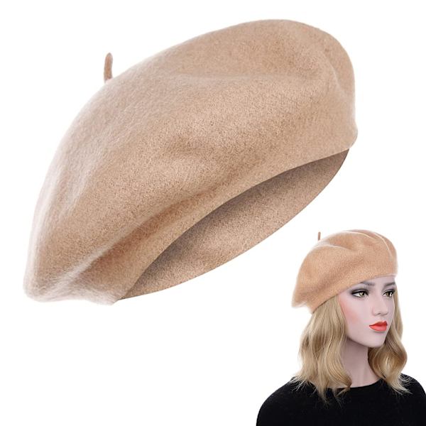 Basker i ull, fransk baskermössa, utomhusmössa, vintermössa, modehatt för damer, svart